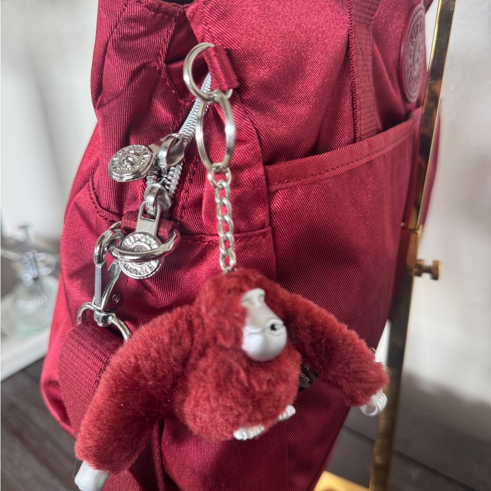 Kipling Kenzie Shoulder Bag Cherry Red Tote Bag - Picture 9 of 11